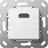 Розетка HDMI без рамки Gira System55 1-м. 16А белый глянец картинка